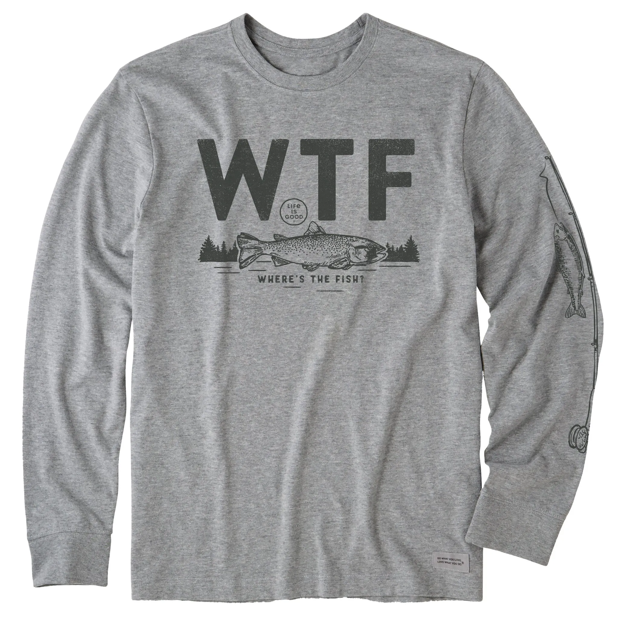 Men's WTF Fish Scenic Long Sleeve Crusher Tee Life is Good