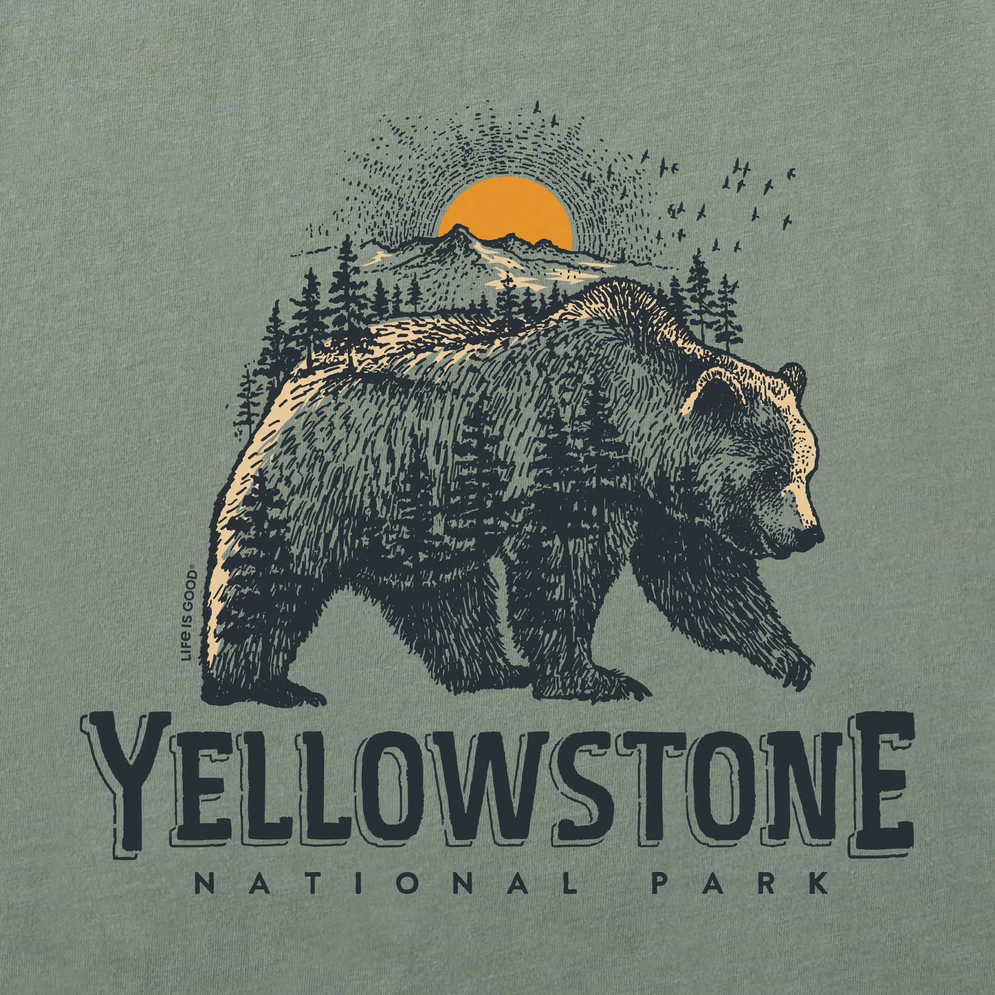 Men's Yellowstone Bearscape Short Sleeve Crusher Tee Life is Good