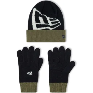 New Era Kids Beanie Hat Gloves Set - Navy
