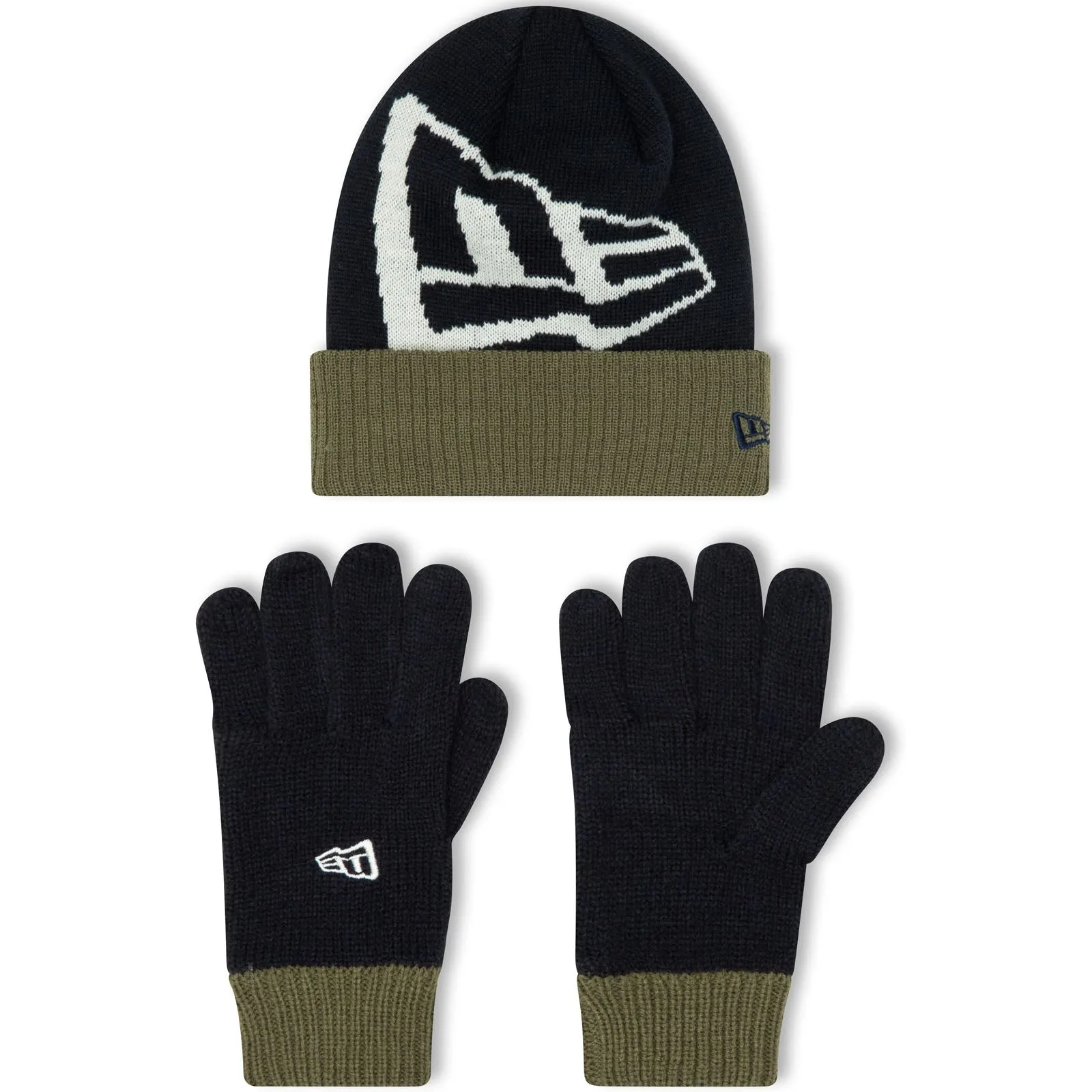 New Era Kids Beanie Hat Gloves Set - Navy