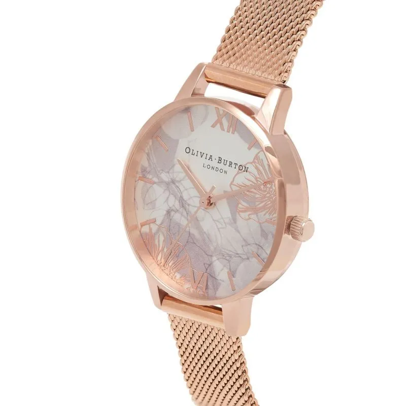 Olivia Burton Abstract Floral Rose Gold Ladies Watch OB16VM11