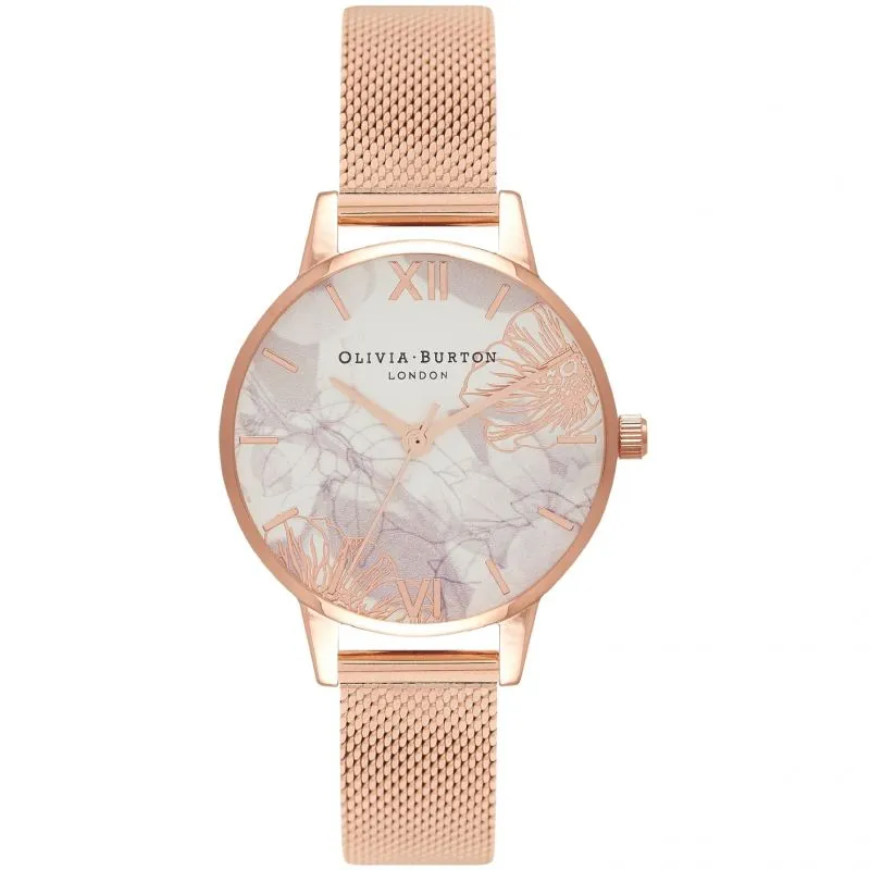 Olivia Burton Abstract Floral Rose Gold Ladies Watch OB16VM11
