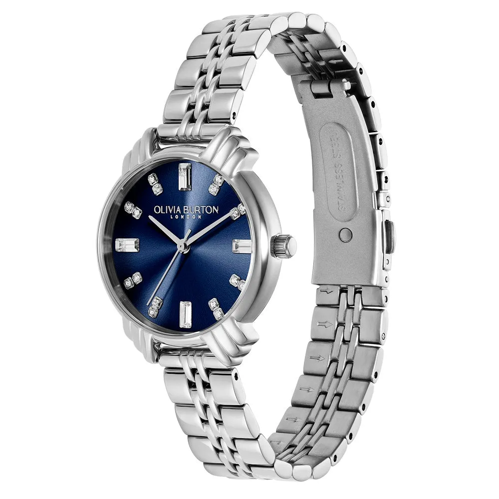 Olivia Burton Art Deco Blue and Silver Ladies Watch OB16DC01