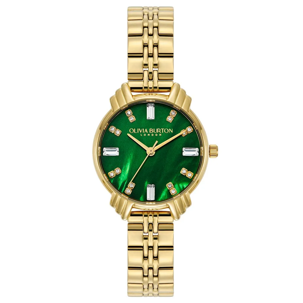 Olivia Burton Art Deco Emerald and Gold Ladies Watch OB16DC02