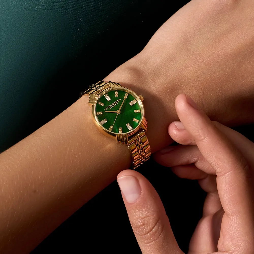 Olivia Burton Art Deco Emerald and Gold Ladies Watch OB16DC02