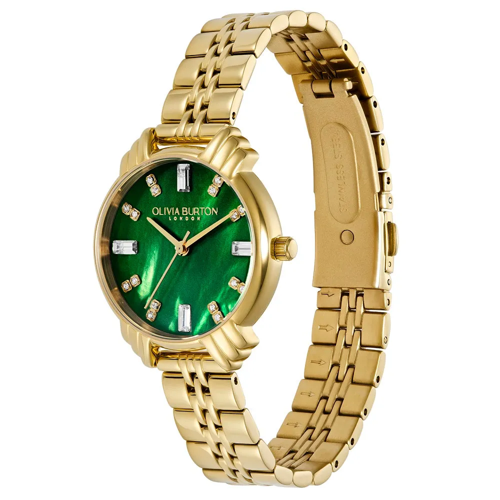 Olivia Burton Art Deco Emerald and Gold Ladies Watch OB16DC02
