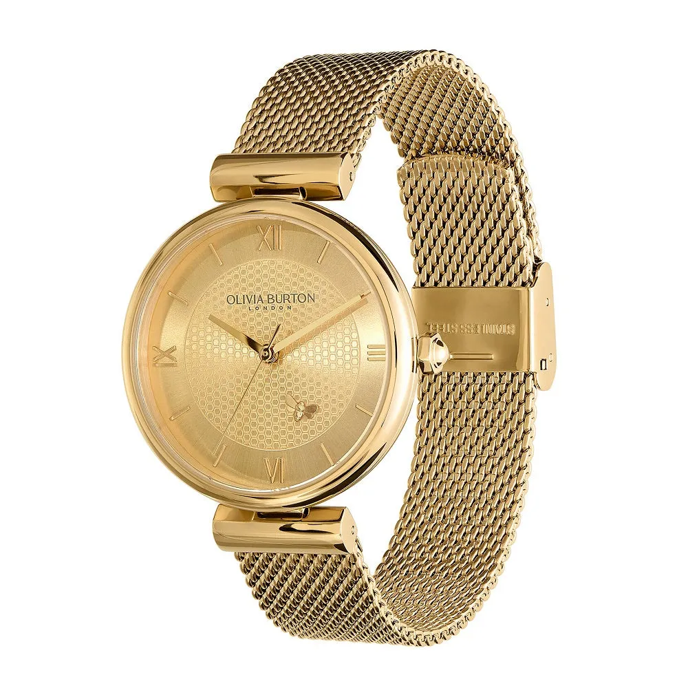 Olivia Burton Minima Bee Ladies Gold Plated Watch 24000096