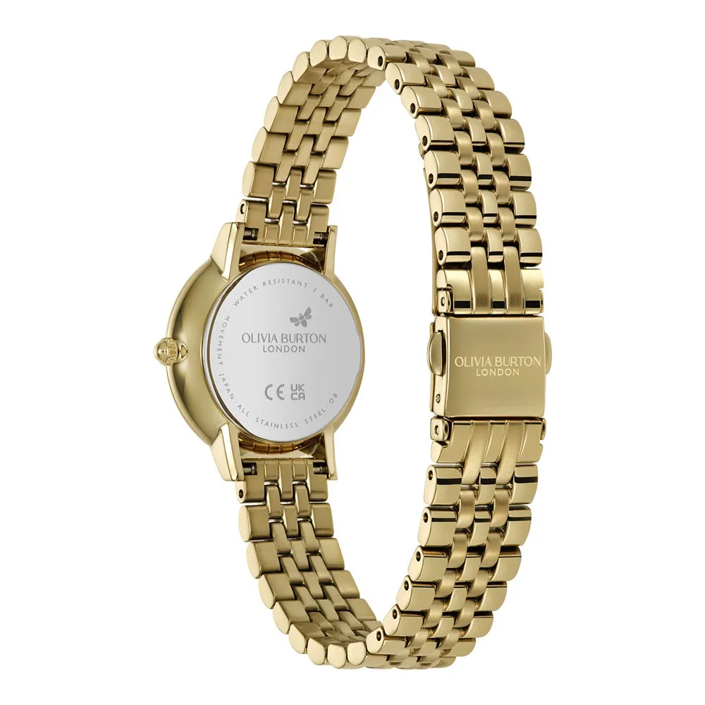 Olivia Burton Signature Honeycomb Ultra Slim Forest Green and Gold Watch 24000266