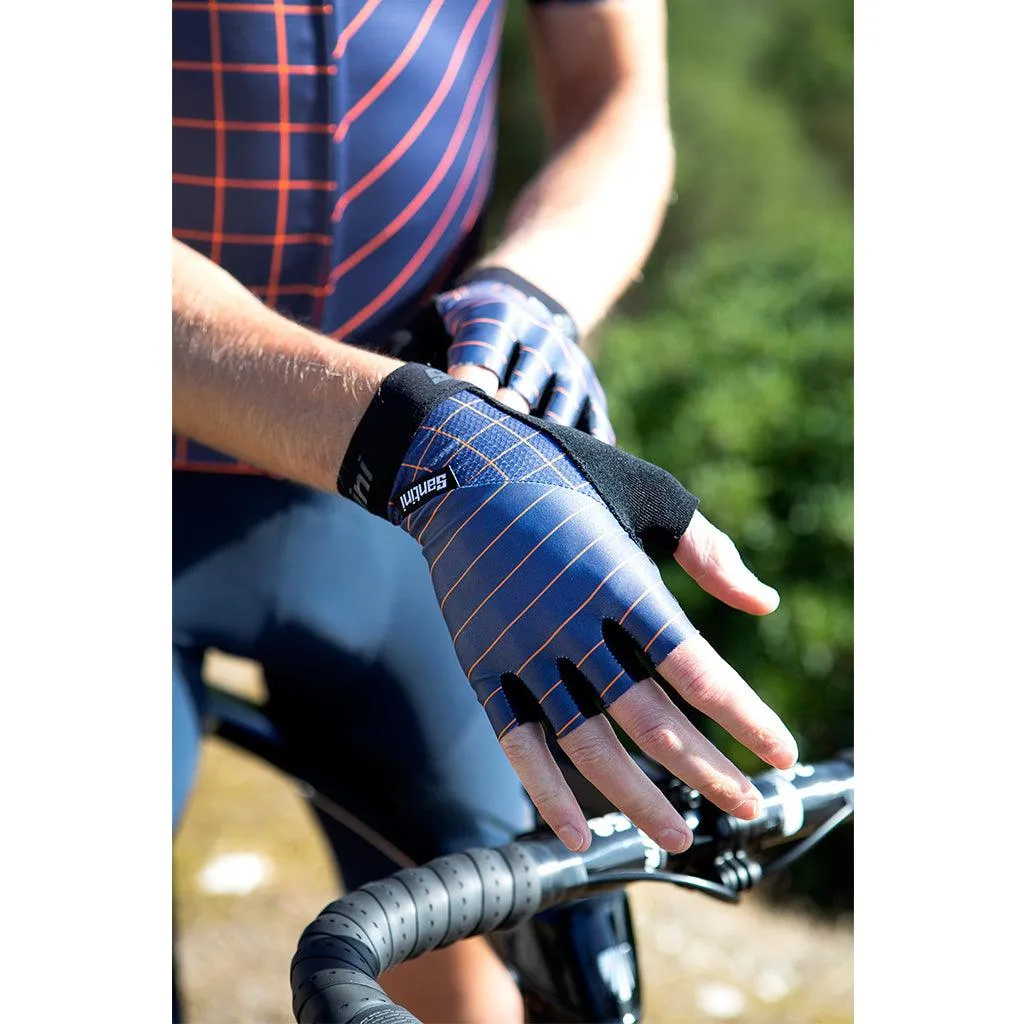 [Open Box] Santini Dinamo Unisex Cycling Gloves (Navy Blue)