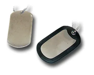 PAIR CLASSIC USA DOG TAGS, WITH CHAIN AND SILENCERS Silvermans