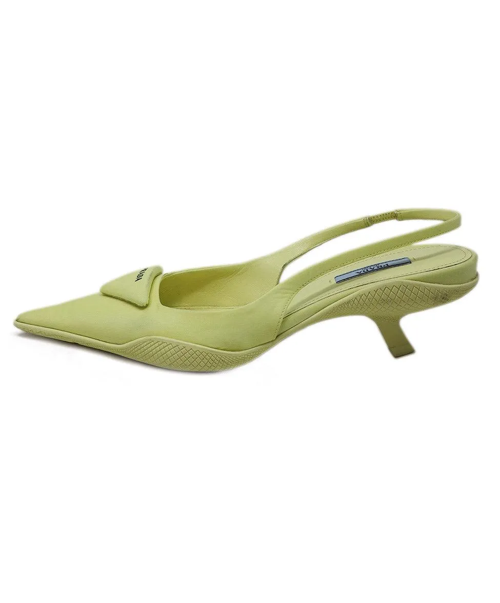 Prada Neon Yellow Nylon Slingbacks sz 7.5