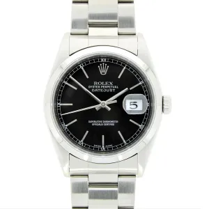 Pre Owned Rolex Oyster Perpetual Datejust 36 Mens Watch 16200 Papers RW0496 (2000)