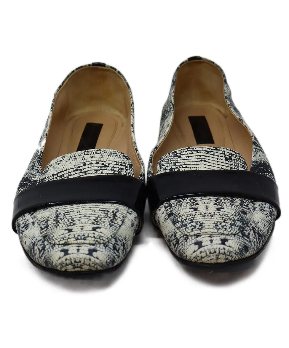 Reed Krakoff B&W Animal Print Leather Flats sz 7