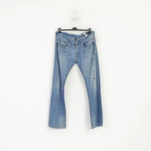 Replay Men 36 Trousers Blue Denim Cotton Straight  Ripped Jeans Pants