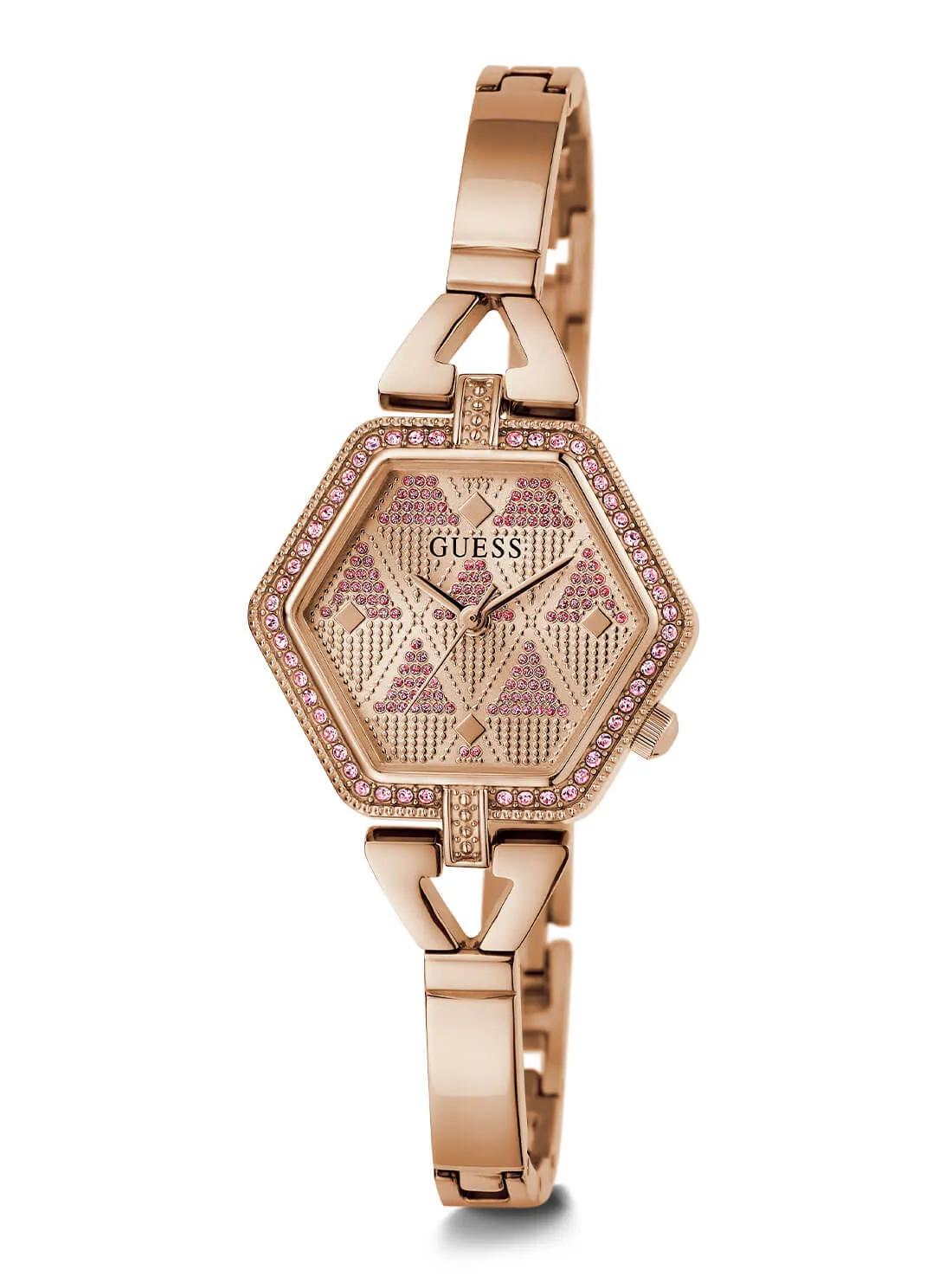 Rose Gold Audrey Glitz Hexagonal Link Watch Guess