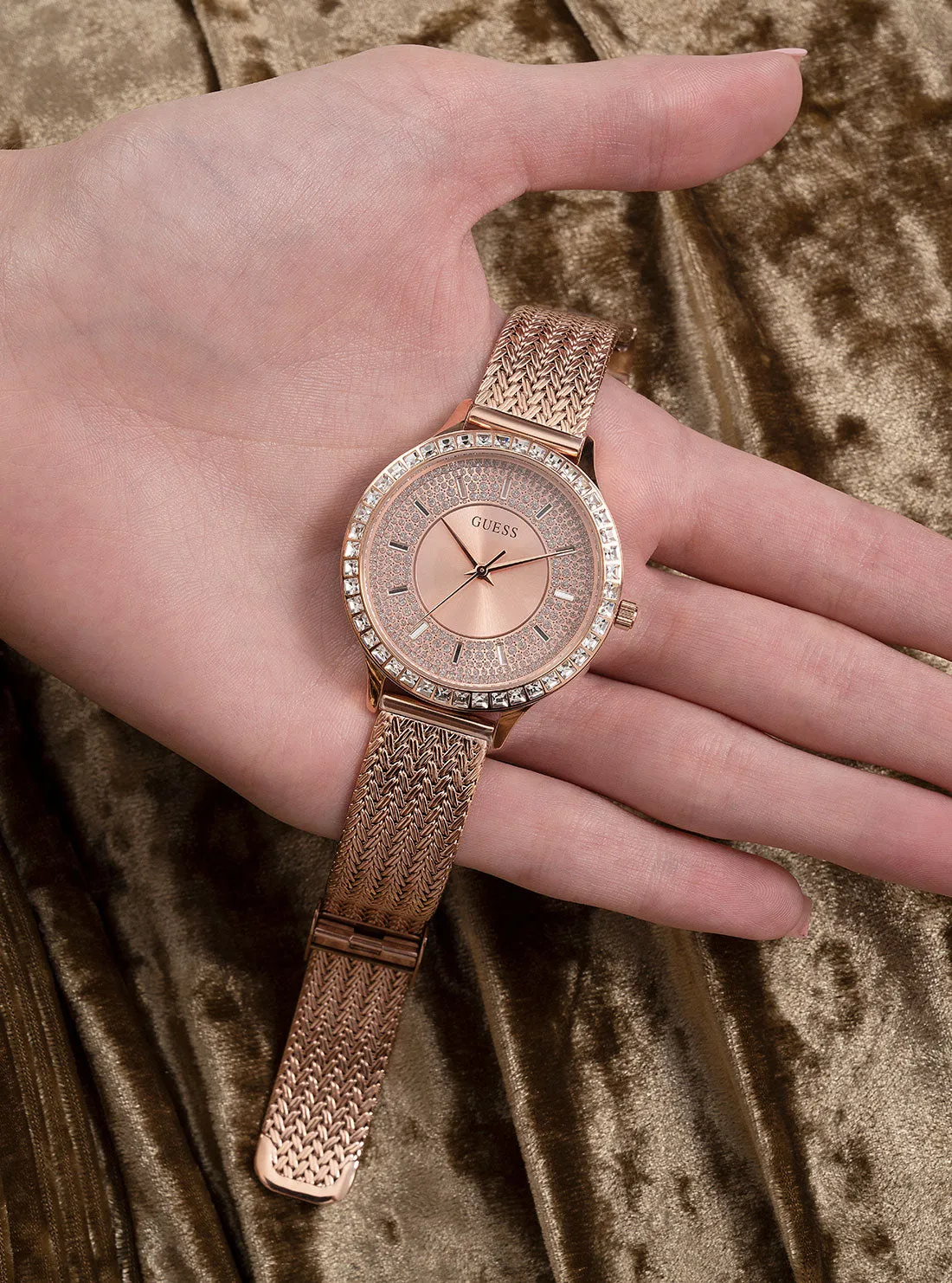 Rose Gold Soiree Mesh Watch Guess