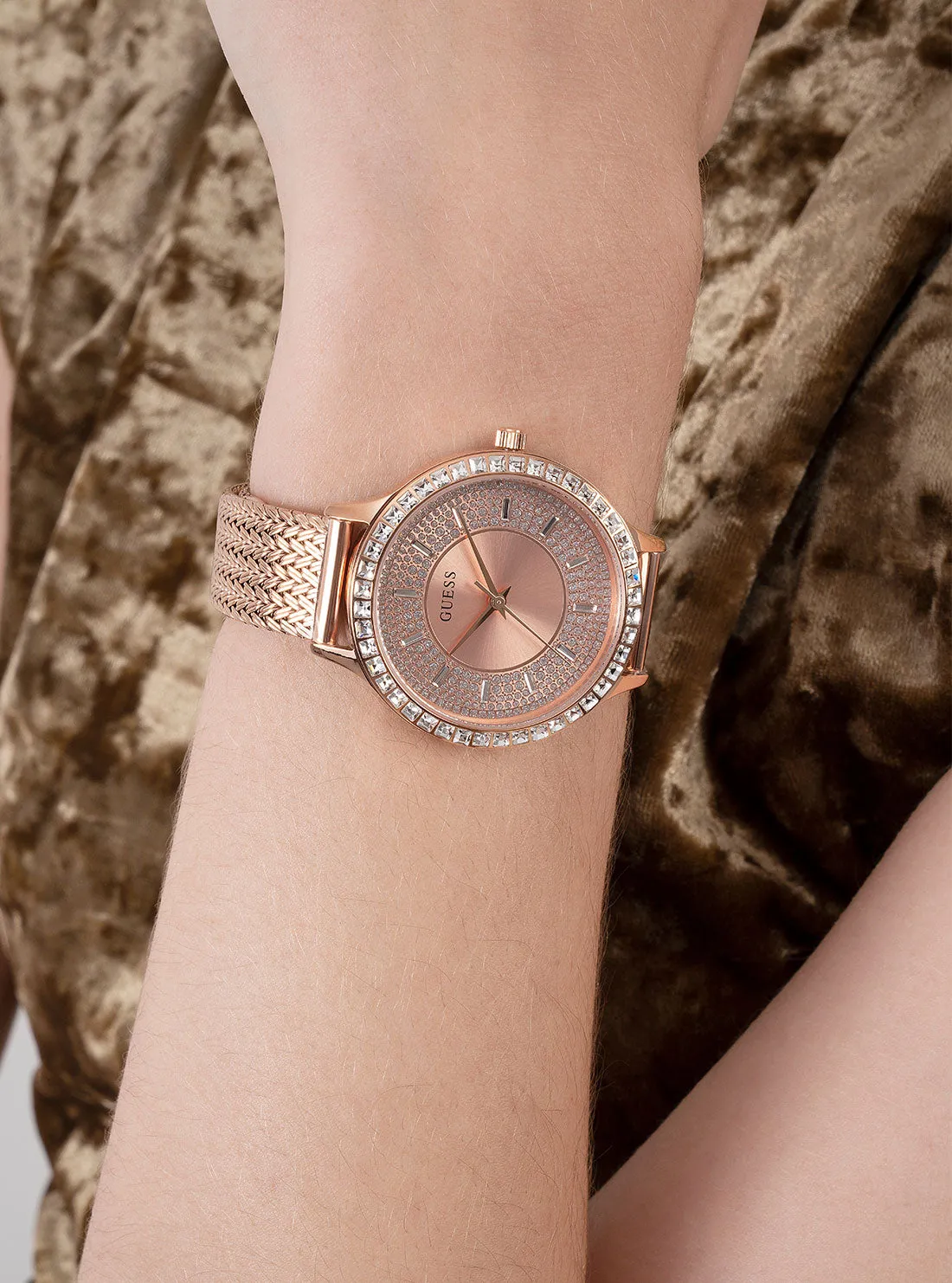Rose Gold Soiree Mesh Watch Guess