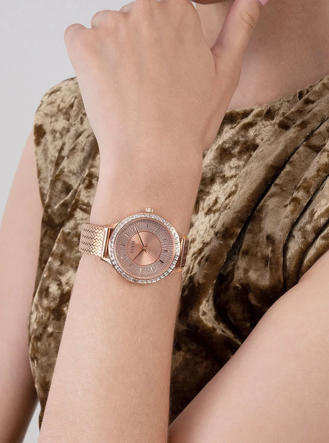 Rose Gold Soiree Mesh Watch Guess