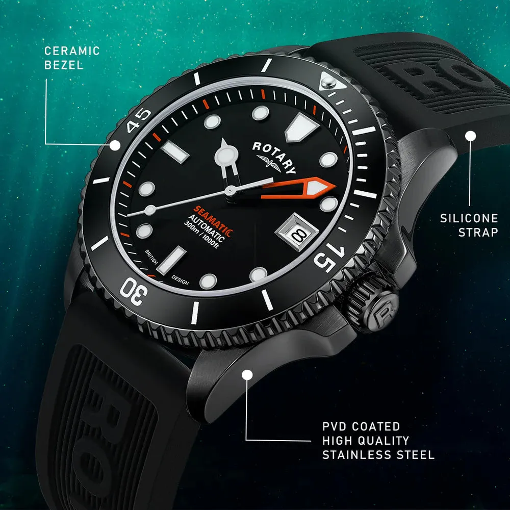 Rotary Seamatic Automatic Mens Divers Watch Black Edition GS05434/04