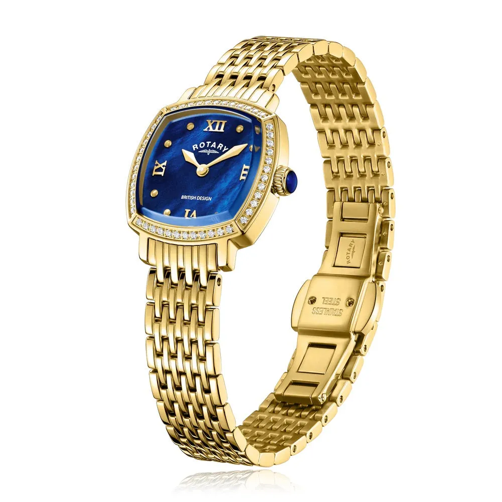 Rotary Traditional Crystal Set Gold Tone Ladies Watch LB05813/92