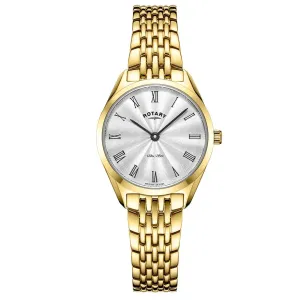 Rotary Ultra Slim Gold Tone Ladies Watch LB08013/01