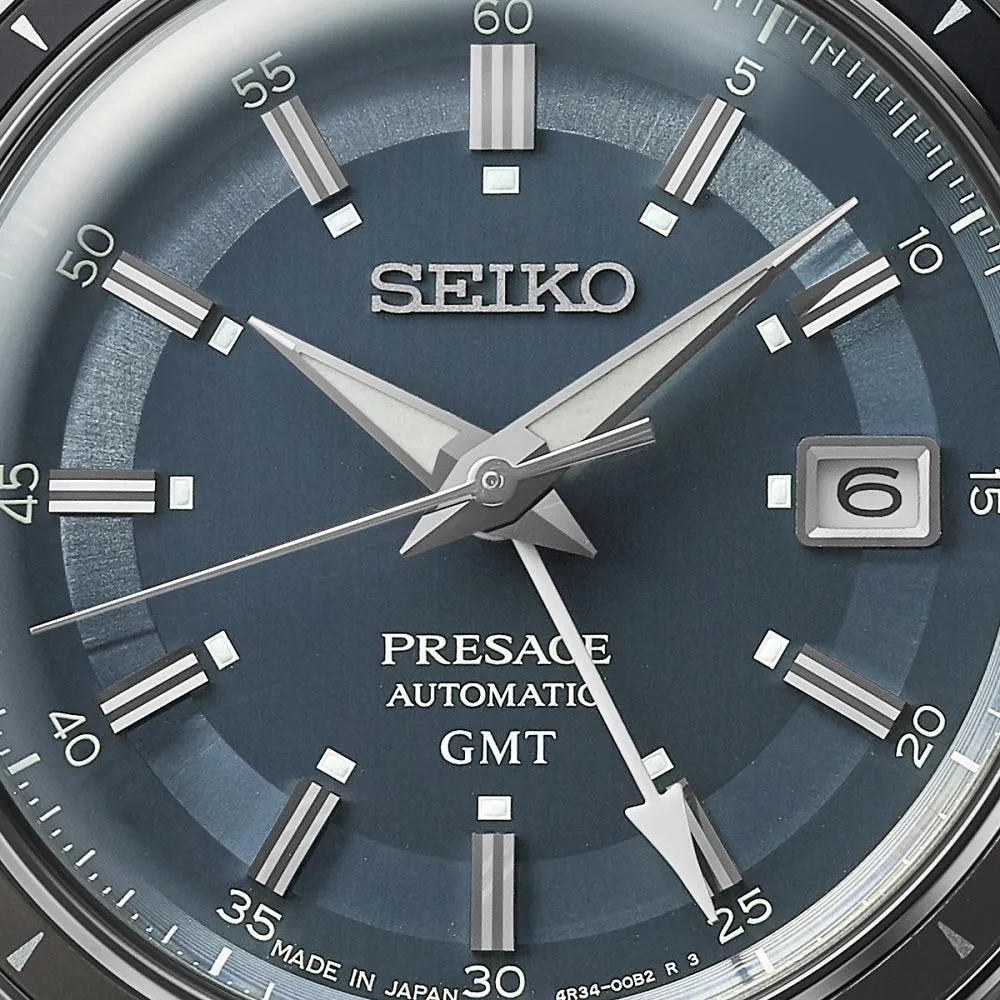 Seiko Watch Presage Petrol Blue Style 60's Road Trip GMT Automatic SSK009J1