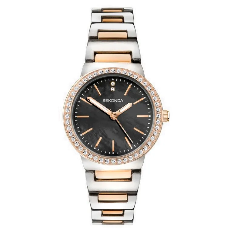 Sekonda Amelia Rose Two Tone Crystal Set Ladies Watch 40493