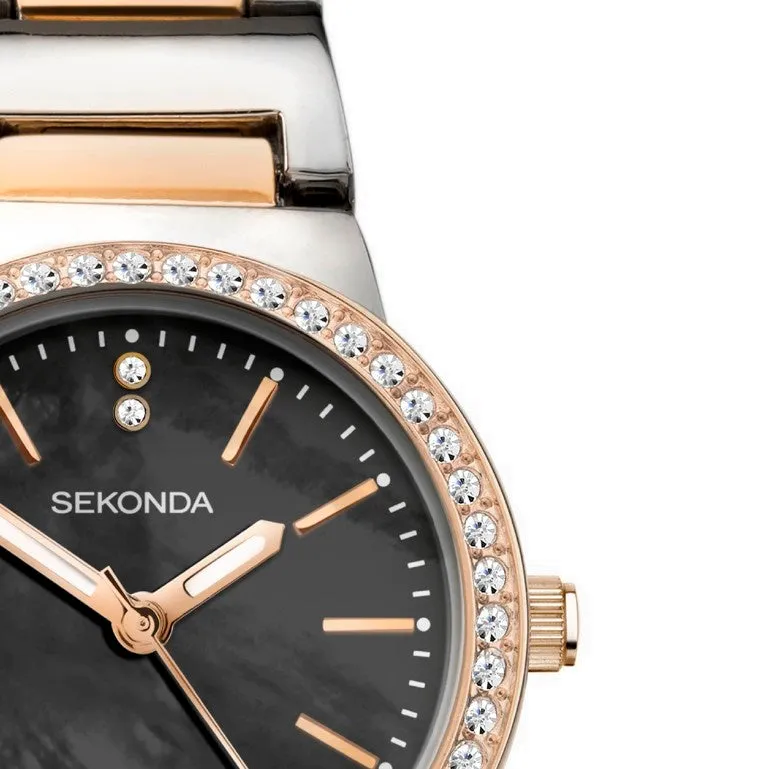 Sekonda Amelia Rose Two Tone Crystal Set Ladies Watch 40493
