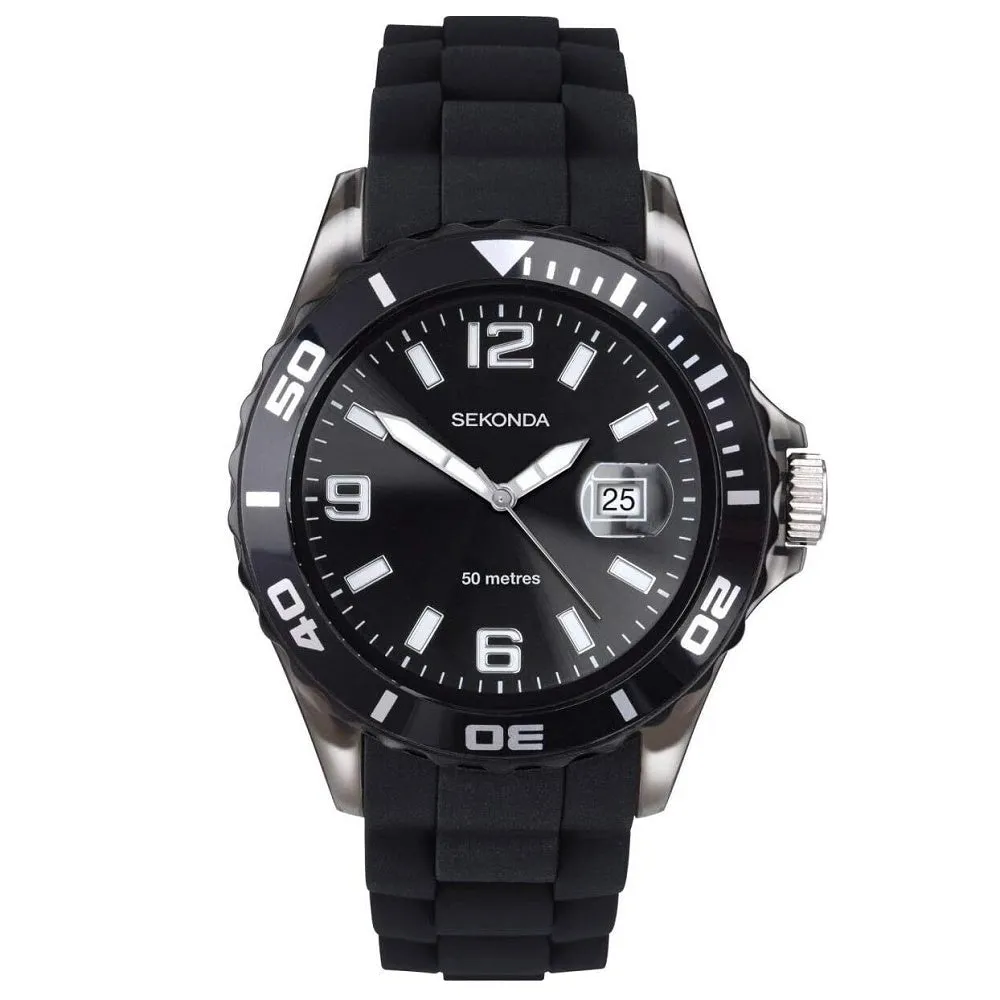 Sekonda Black Rubber Strap Men's Watch 3361