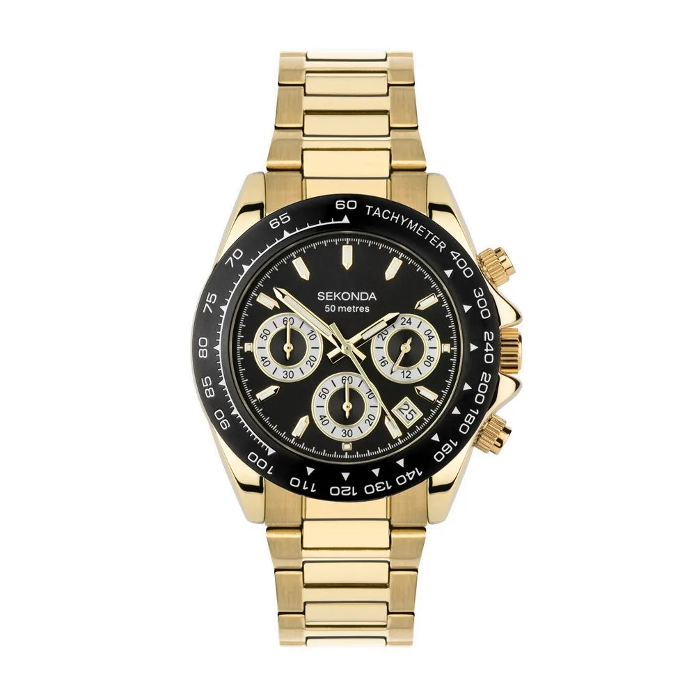 Sekonda Circuit Chronograph Men’s Gold Plated Watch 30203