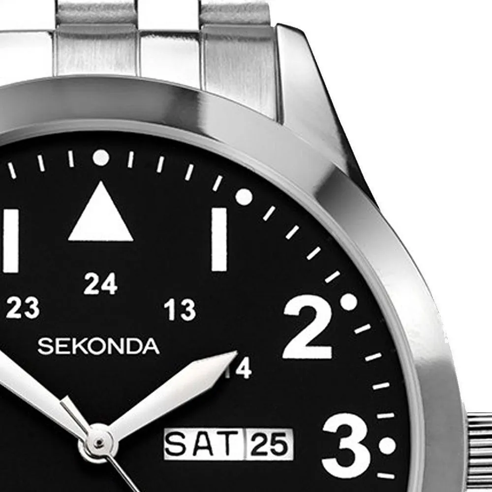 Sekonda Day Date Stainless Steel Mens Watch 1663