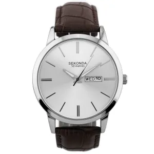 Sekonda  Men's Leather Strap Day Date Watch 1661