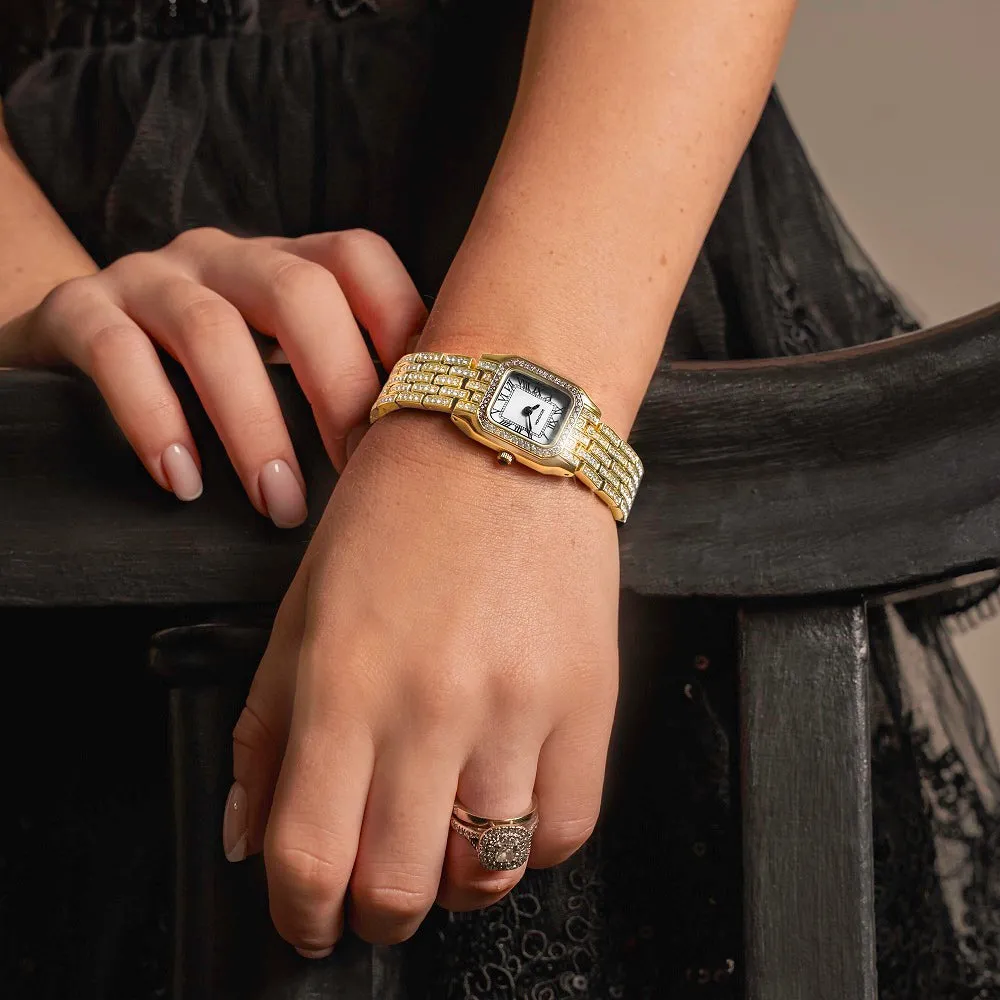 Sekonda Monica Ladies Watch Gold Plated Full Stone Set Bracelet 40661