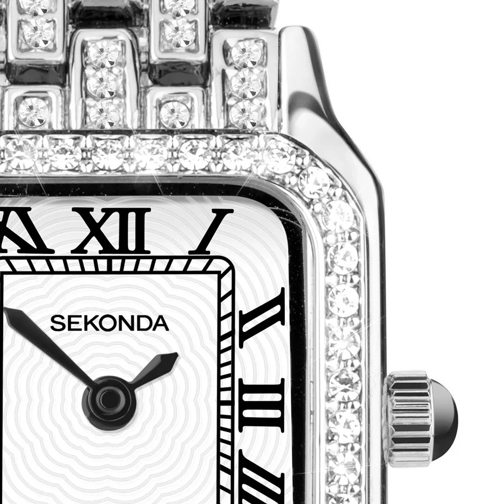 Sekonda Monica Ladies Watch Silver Colour Full Stone Set Bracelet 40660