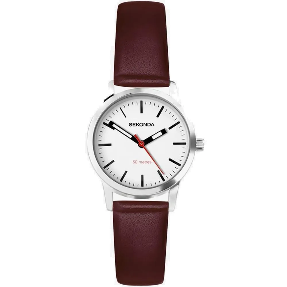 Sekonda Nordic Leather Strap Ladies Watch Red 40483
