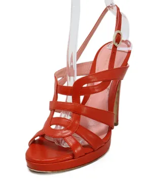 Sergio Rossi Red Leather Platform Heels sz 7