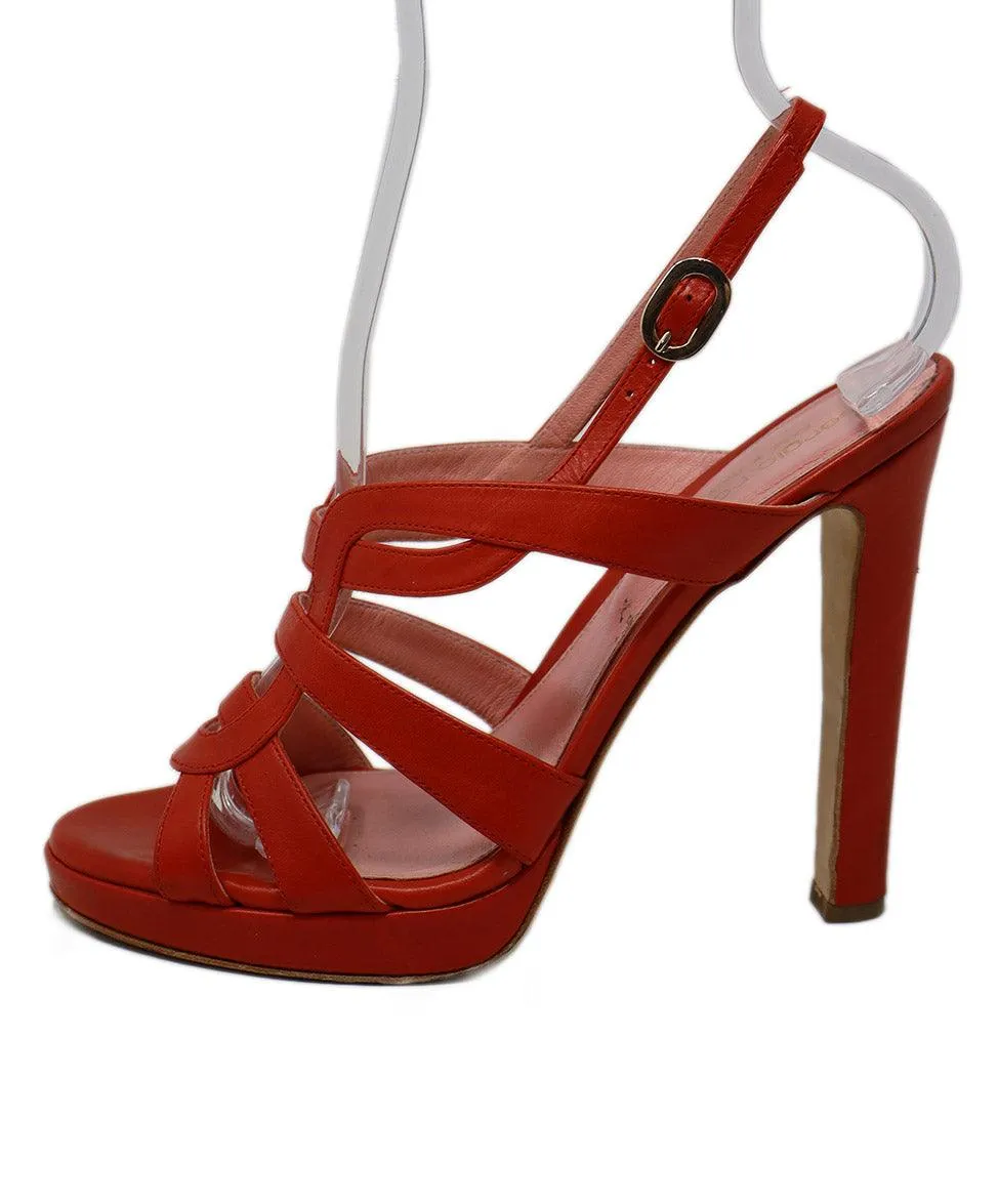 Sergio Rossi Red Leather Platform Heels sz 7
