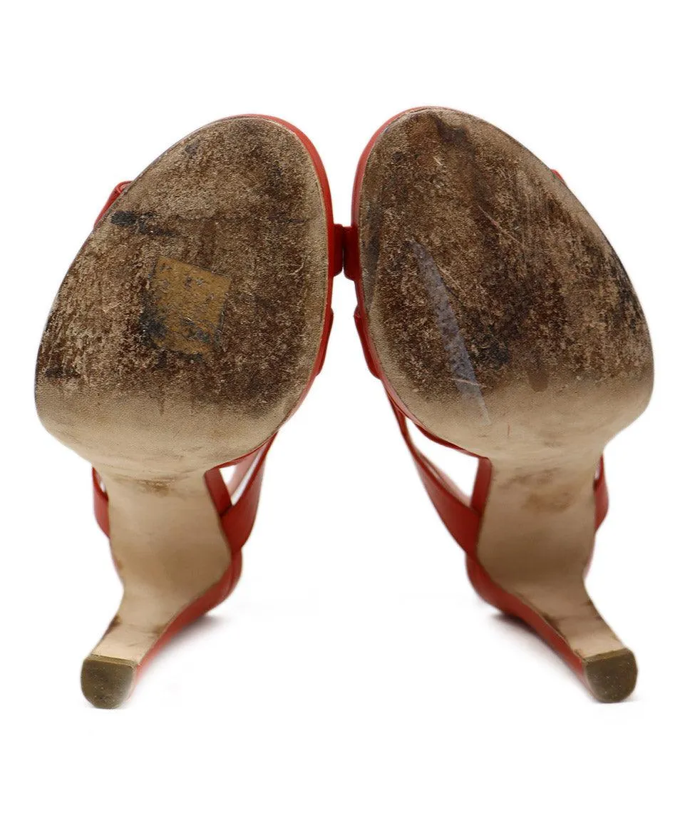 Sergio Rossi Red Leather Platform Heels sz 7