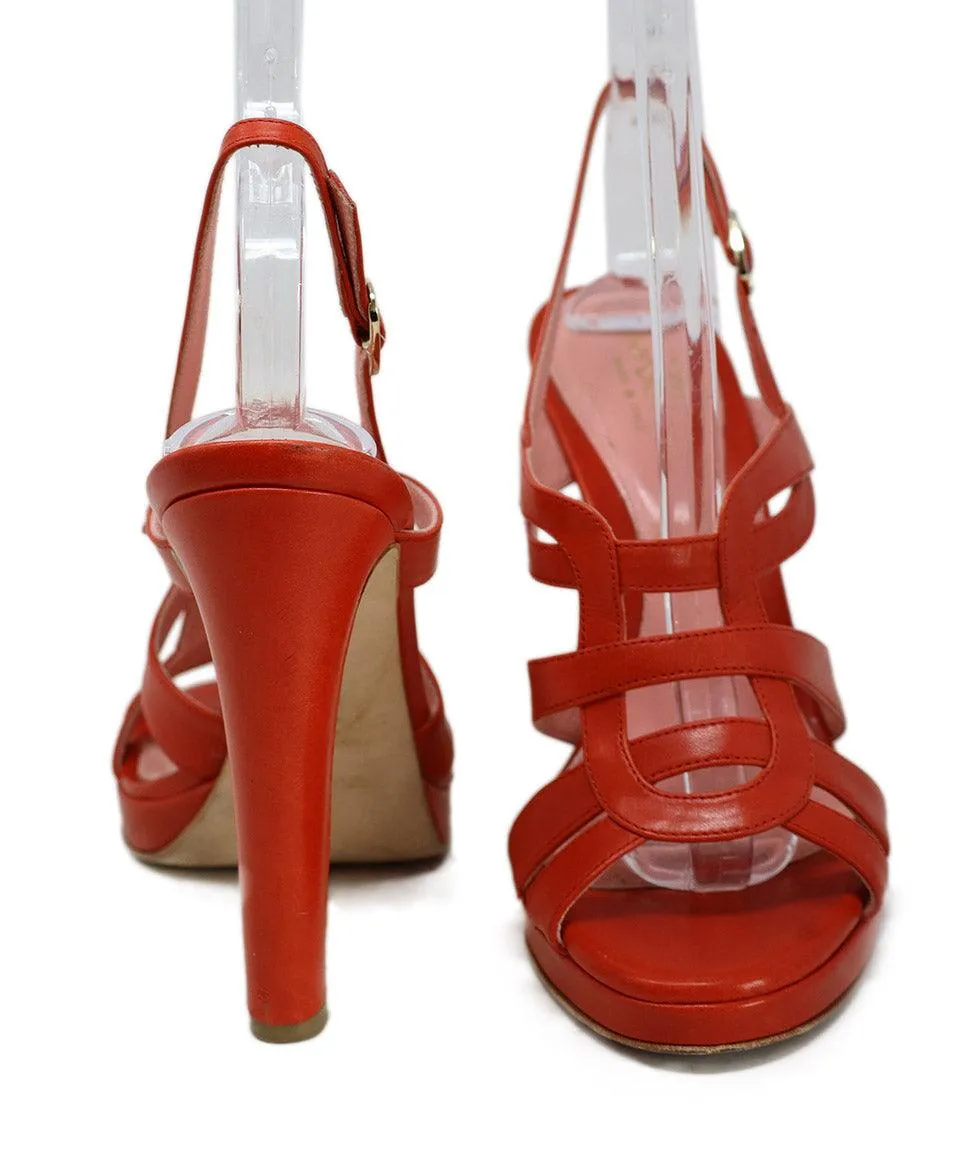 Sergio Rossi Red Leather Platform Heels sz 7