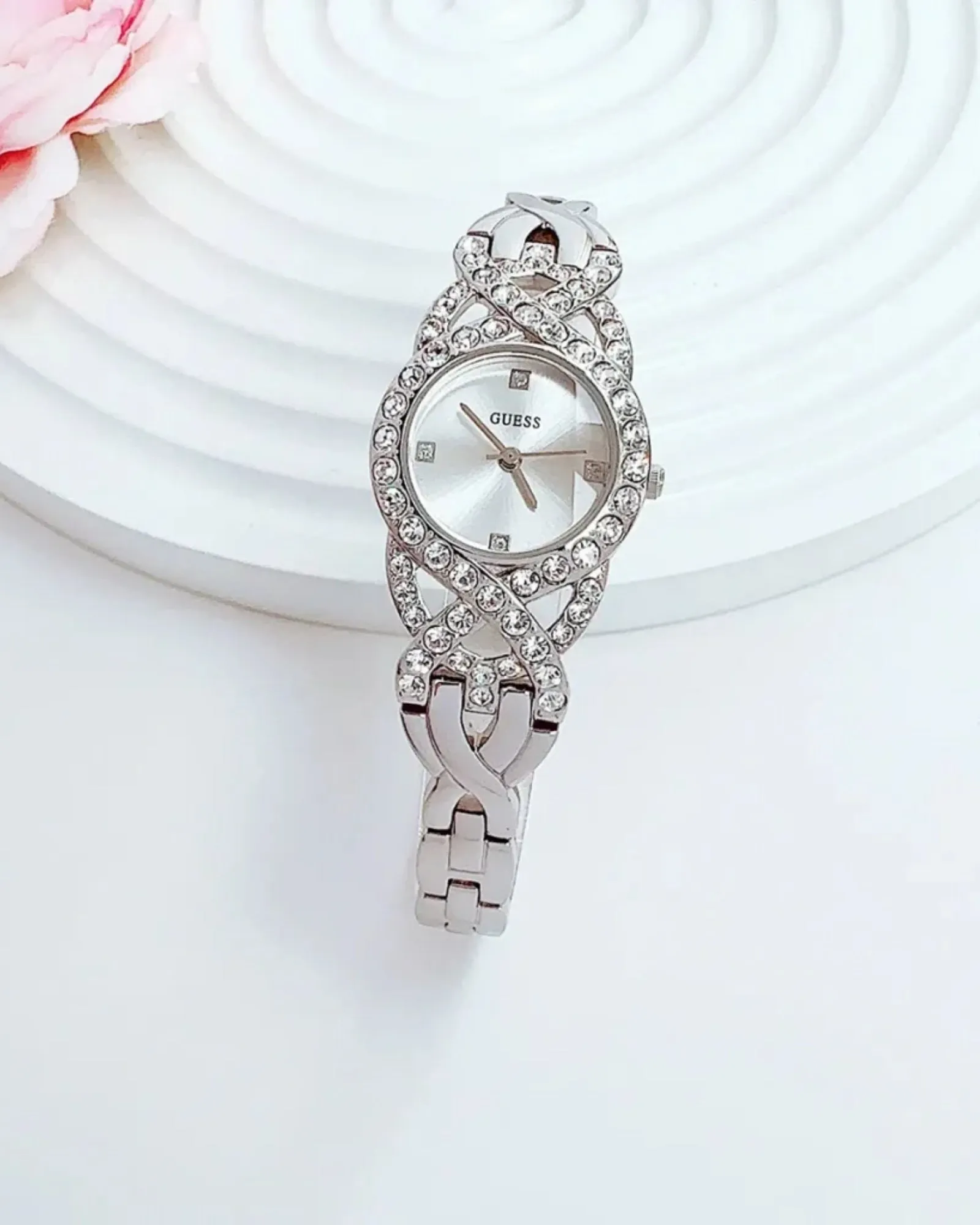 Silver Adorn Crystal Watch Guess