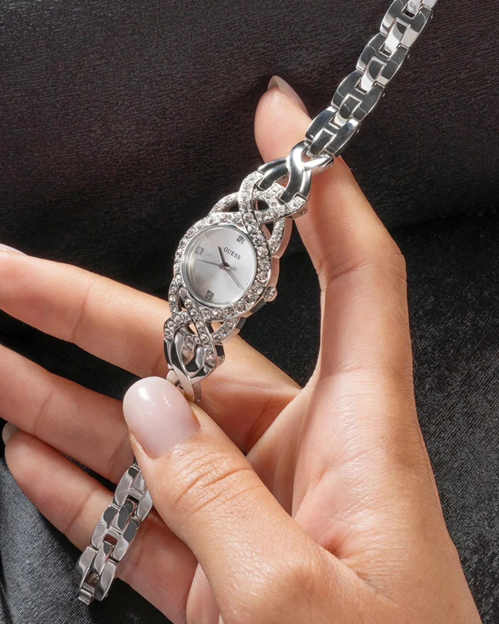 Silver Adorn Crystal Watch Guess