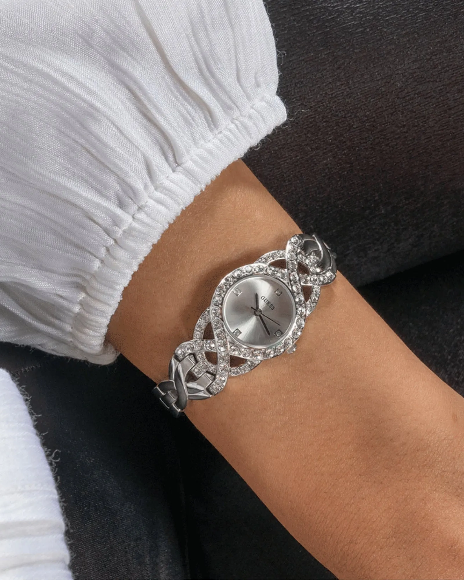 Silver Adorn Crystal Watch Guess