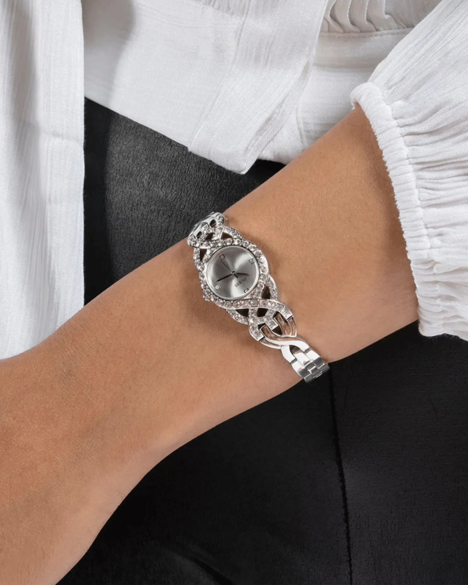Silver Adorn Crystal Watch Guess