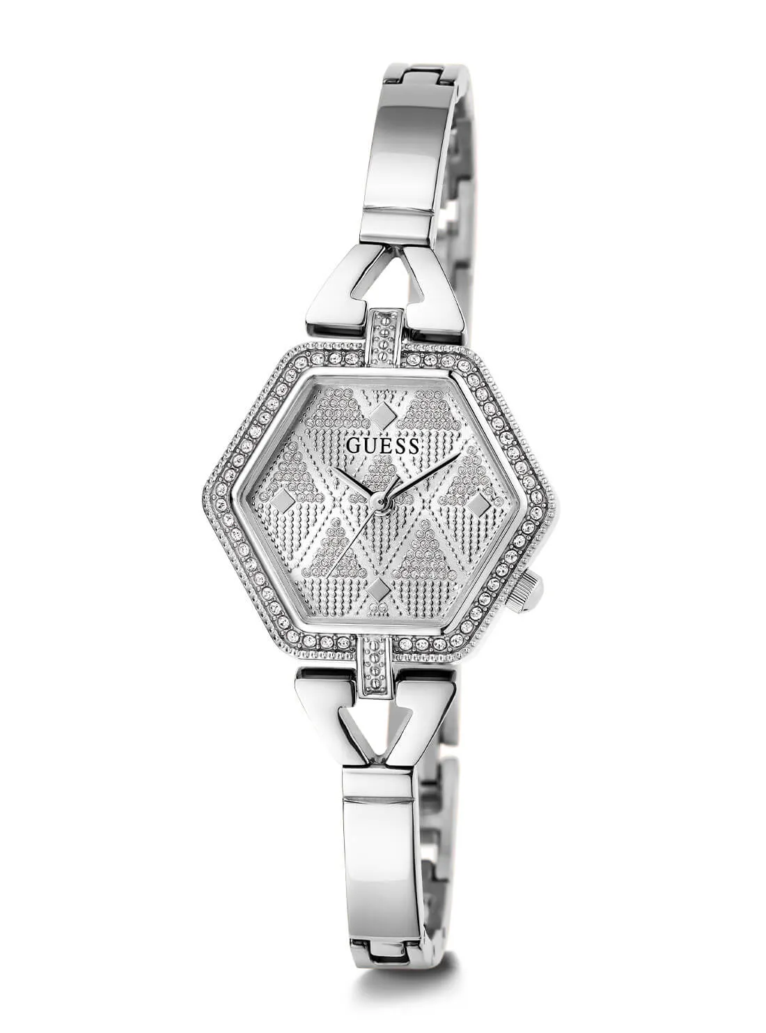 Silver Audrey Glitz Hexagonal Link Watch Guess