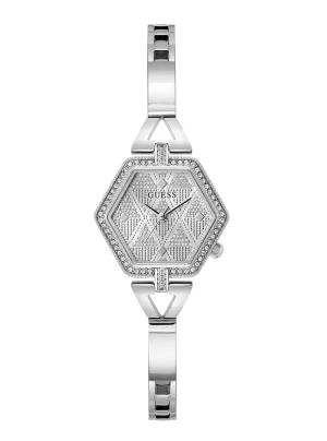 Silver Audrey Glitz Hexagonal Link Watch Guess