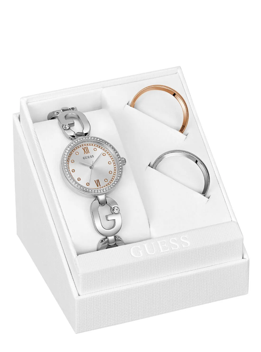 Silver Empower Interchangeable Crystal Link Bracelet Watch Guess