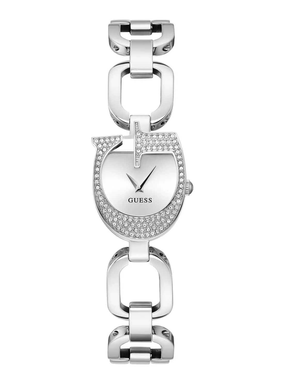 Silver Gia Logo Link Bracelet Watch Guess