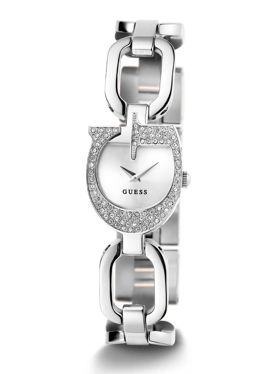 Silver Gia Logo Link Bracelet Watch Guess