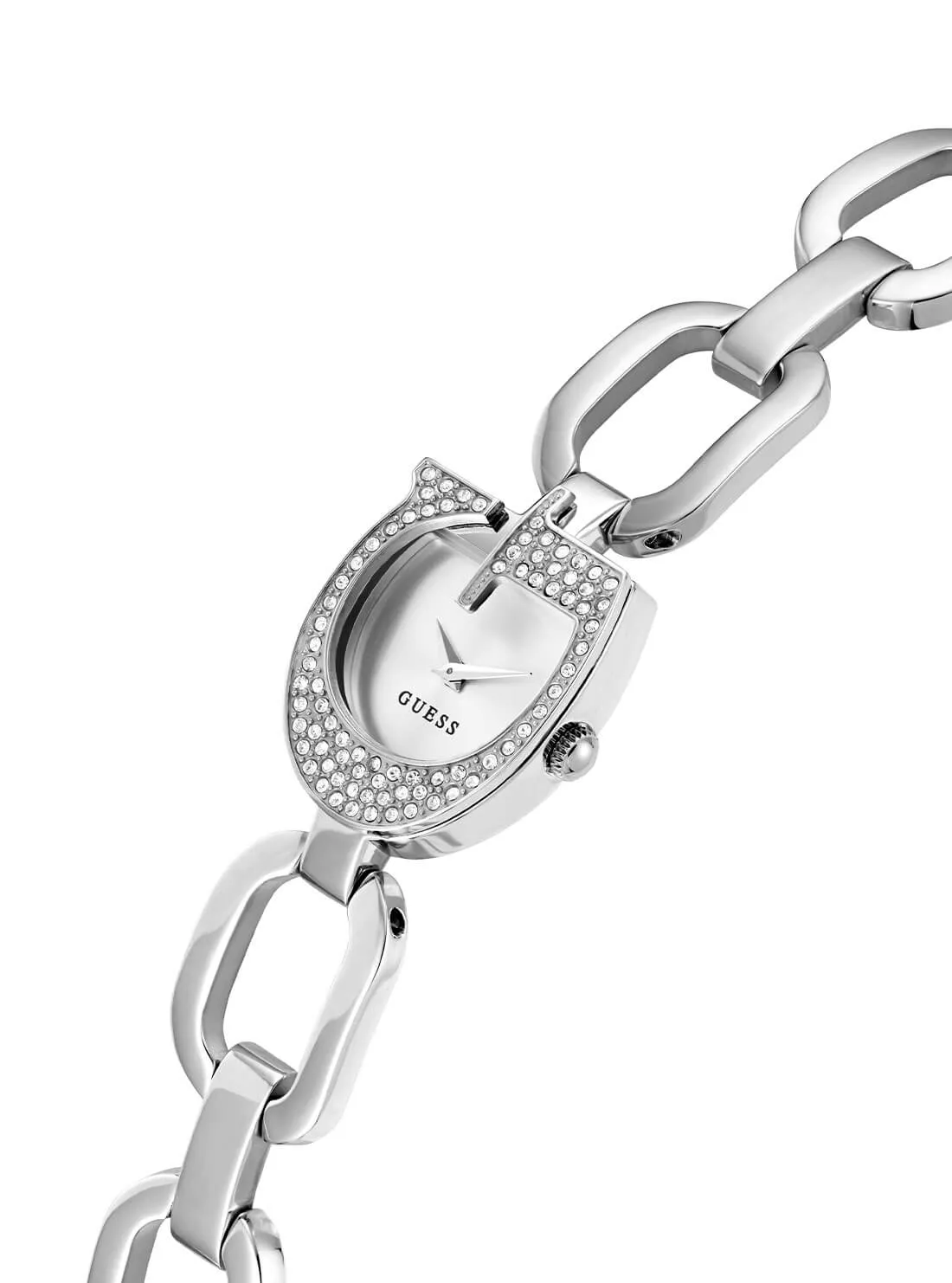 Silver Gia Logo Link Bracelet Watch Guess