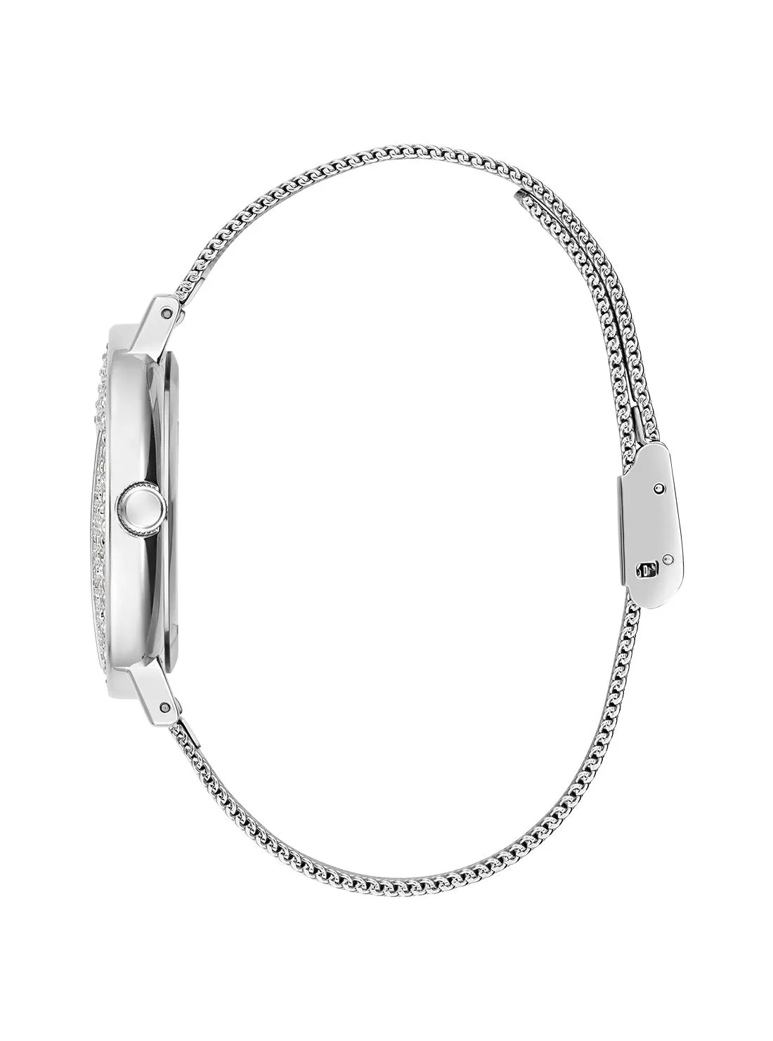 Silver Iconic Crystal Mesh Watch Guess